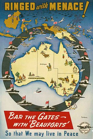 world war ii poster, ringed with menace, australia