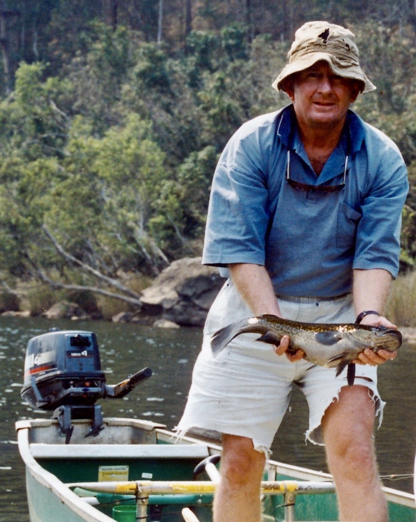 Dr Stuart Rowland cradles an Eastern Freshwater Cod on the Mann River, a perennial stream of the Clarence River catchment in northern New South Wales.